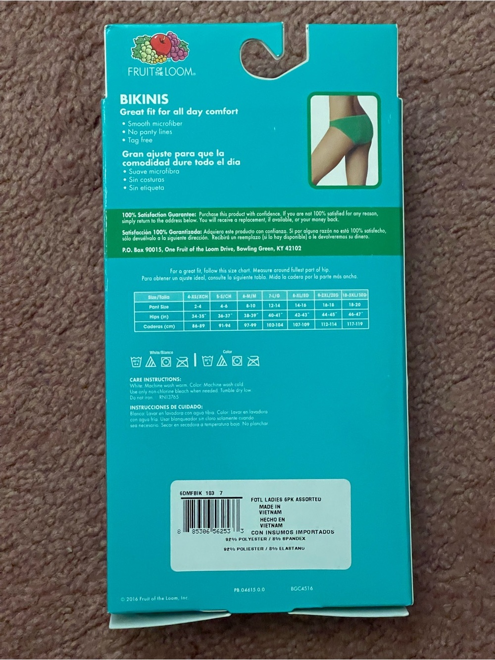 Fruit of the Loom Women’s Microfiber Bikini Underwear - Multi Color 5 Pair - Picture 2 of 2